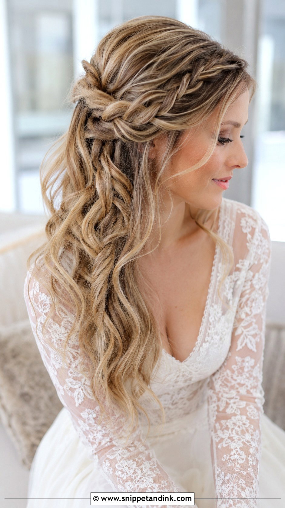 Half Up Half Down With Side Braid - Snippet and Ink - 30 Half-Up Half-Down Bride Hairstyles