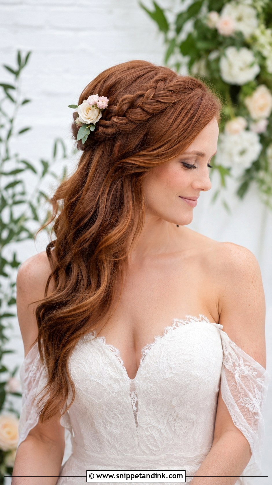 Half Up Half Down With Side Braid - Snippet and Ink - 35 Half-Up Half-Down Wedding Hairstyles