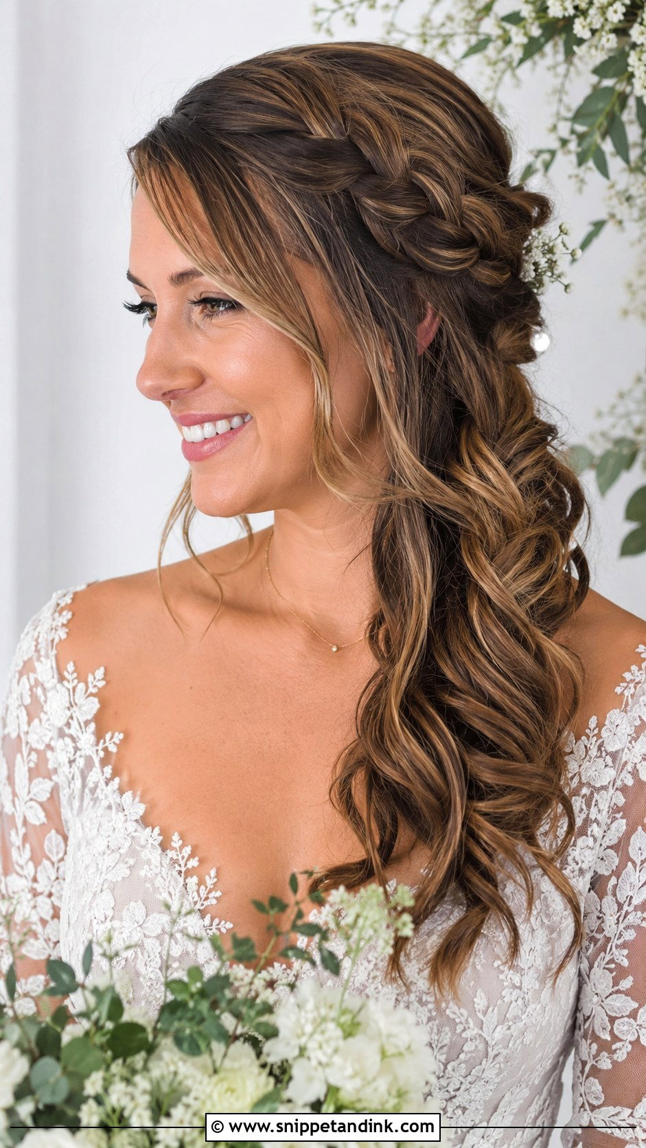 Half Up Half Down With Side Braid - Snippet and Ink - 25 Short Hair Half-Up Half-Down Wedding Hairstyles