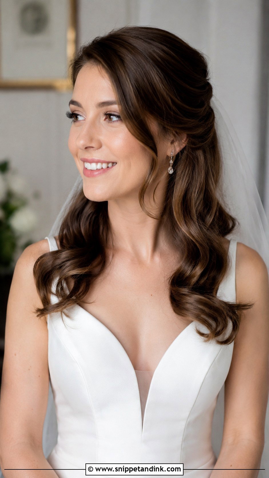 Half Up Half Down With Side Part - Snippet and Ink - 20 Bride Half-Up Half-Down Ideas