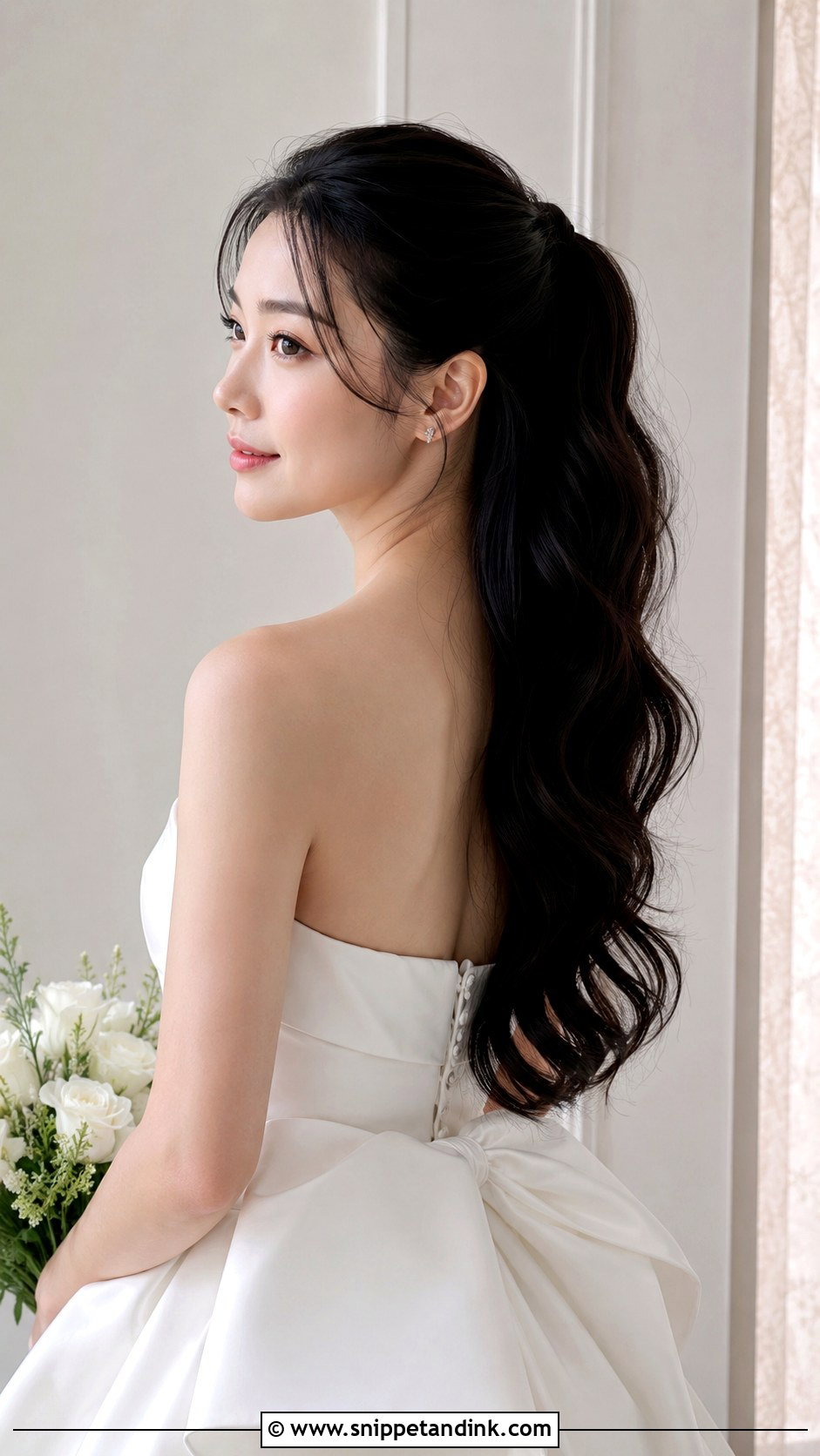 Half Up Half Down With Sleek Ponytail Top - Snippet and Ink - 35 Half-Up Half-Down Wedding Hair Ideas