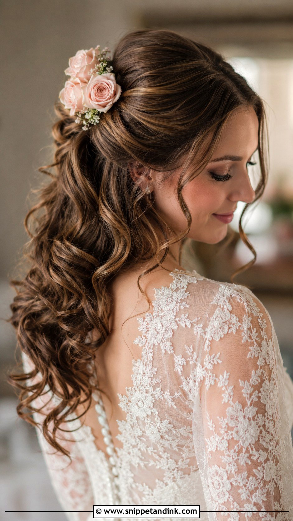 Half Up Half Down With Sleek Top - Snippet and Ink - 30 Half Updo Wedding Hair Ideas