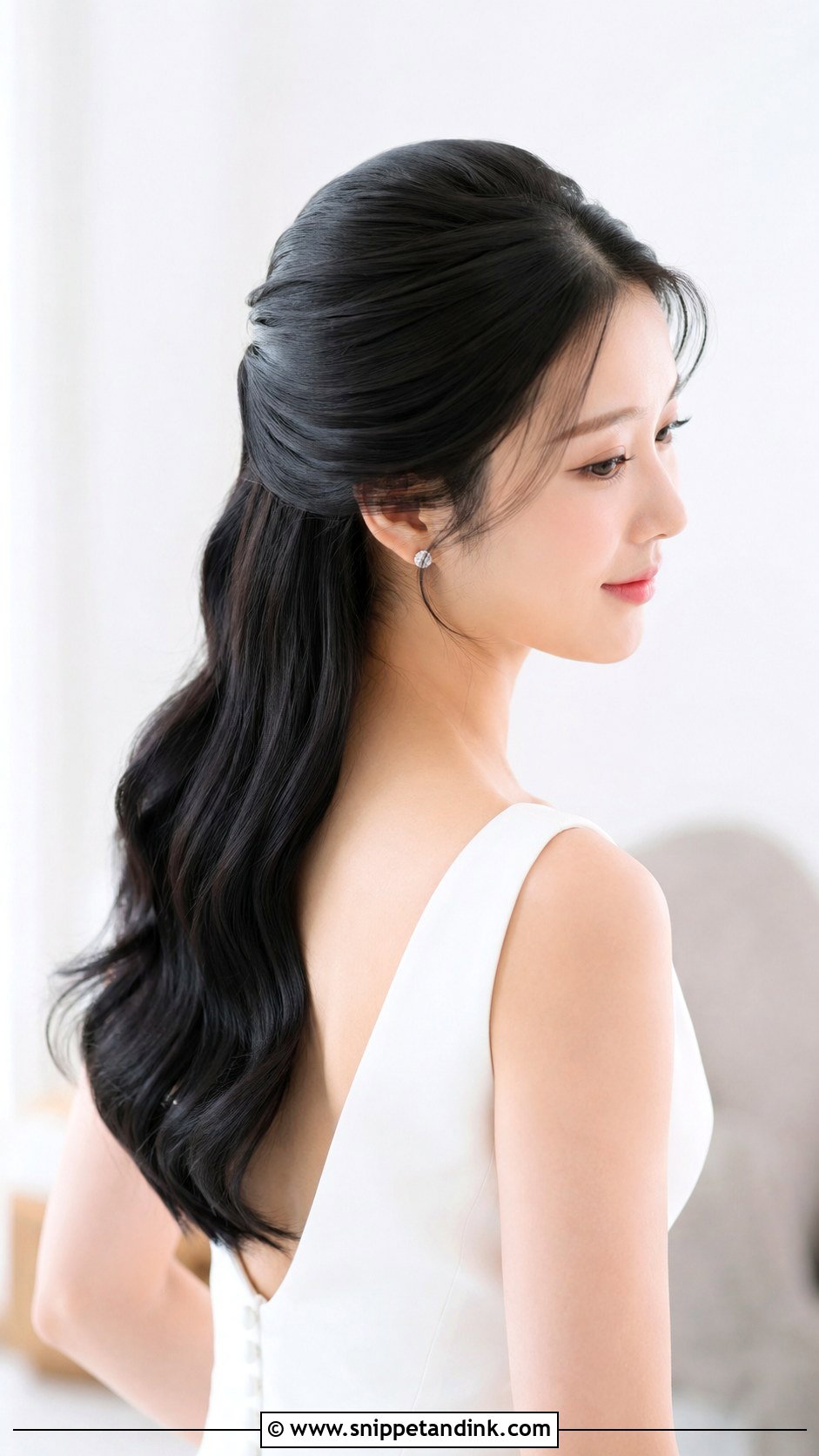 Half Up Half Down With Sleek Top - Snippet and Ink - 35 Half-Up Half-Down Wedding Hair Ideas