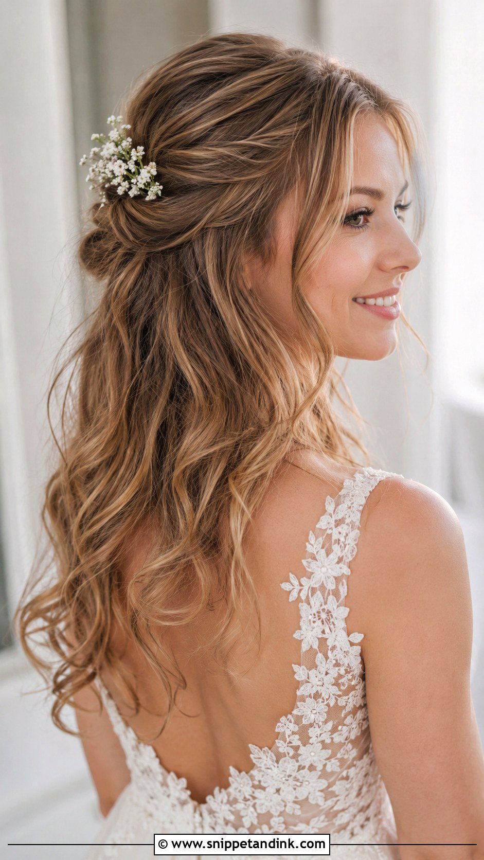 Half Up Half Down With Soft Curls - Snippet and Ink - 20 Classy Wedding Hairstyles