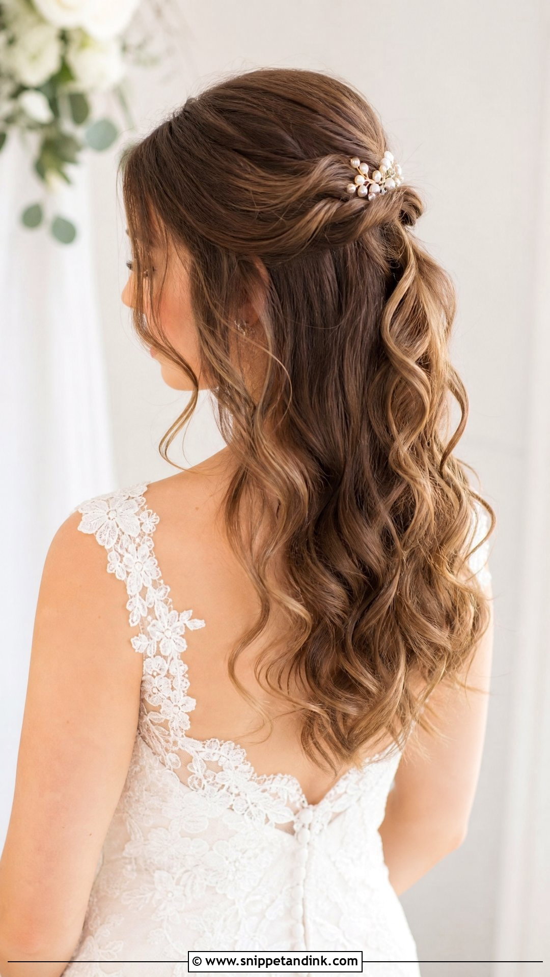 Half Up Half Down With Soft Curls - Snippet and Ink - 20 Simple Wedding Hairstyles for Medium Hair