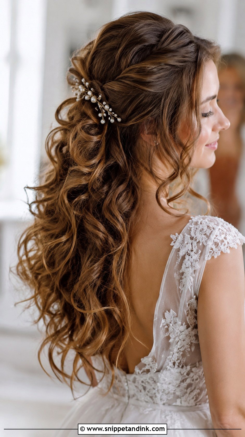 Half Up Half Down With Soft Curls - Snippet and Ink - 20 Barbara Palvin Wedding Hair Ideas