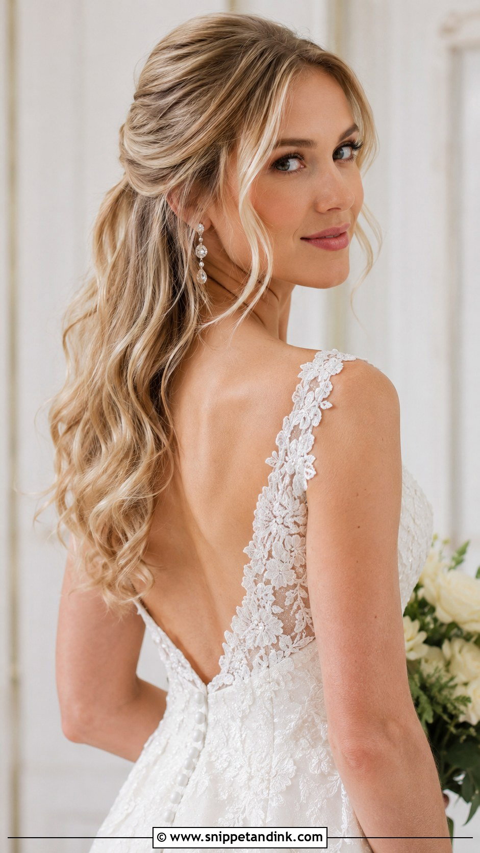 Half Up Half Down With Soft Tendrils - Snippet and Ink - 35 Bridal Half-Up Half-Down Hair Ideas