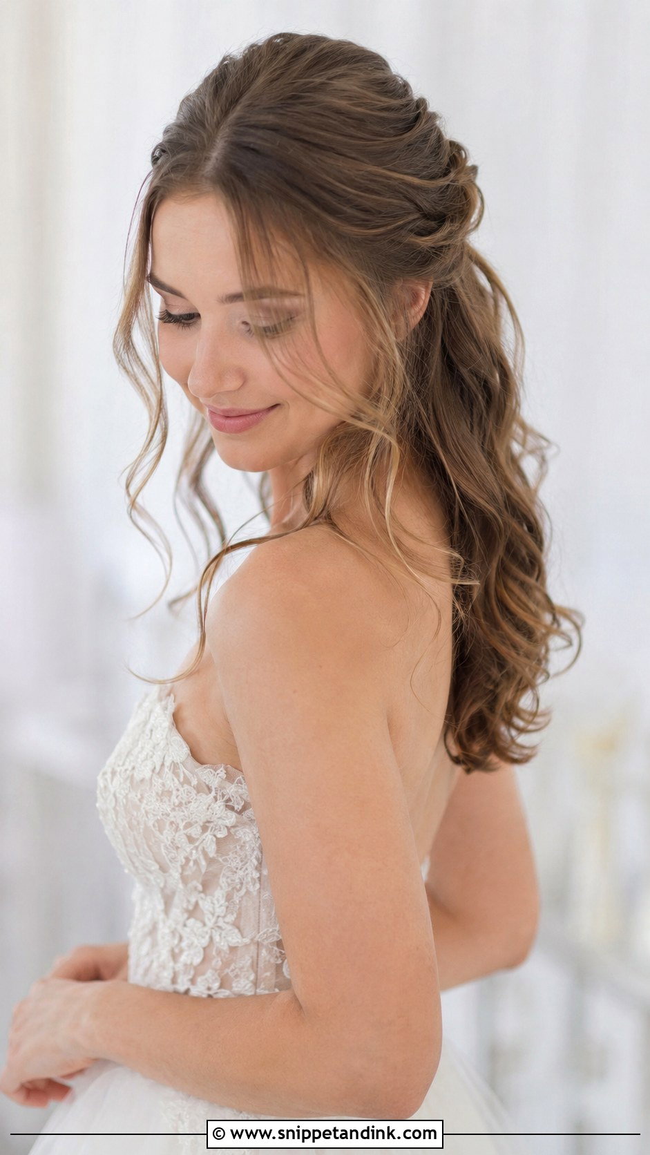 Half Up Half Down With Soft Tendrils - Snippet and Ink - 30 Half-Up Half-Down Bride Hairstyles