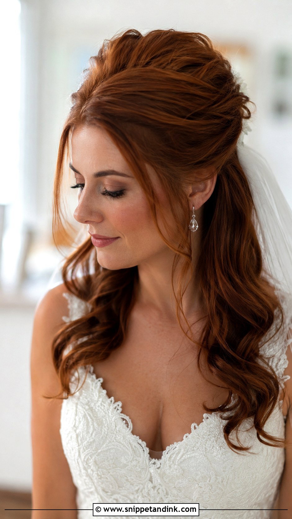 Half Up Half Down With Soft Volume Crown - Snippet and Ink - 30 Short Half-Up Half-Down Wedding Hair Ideas