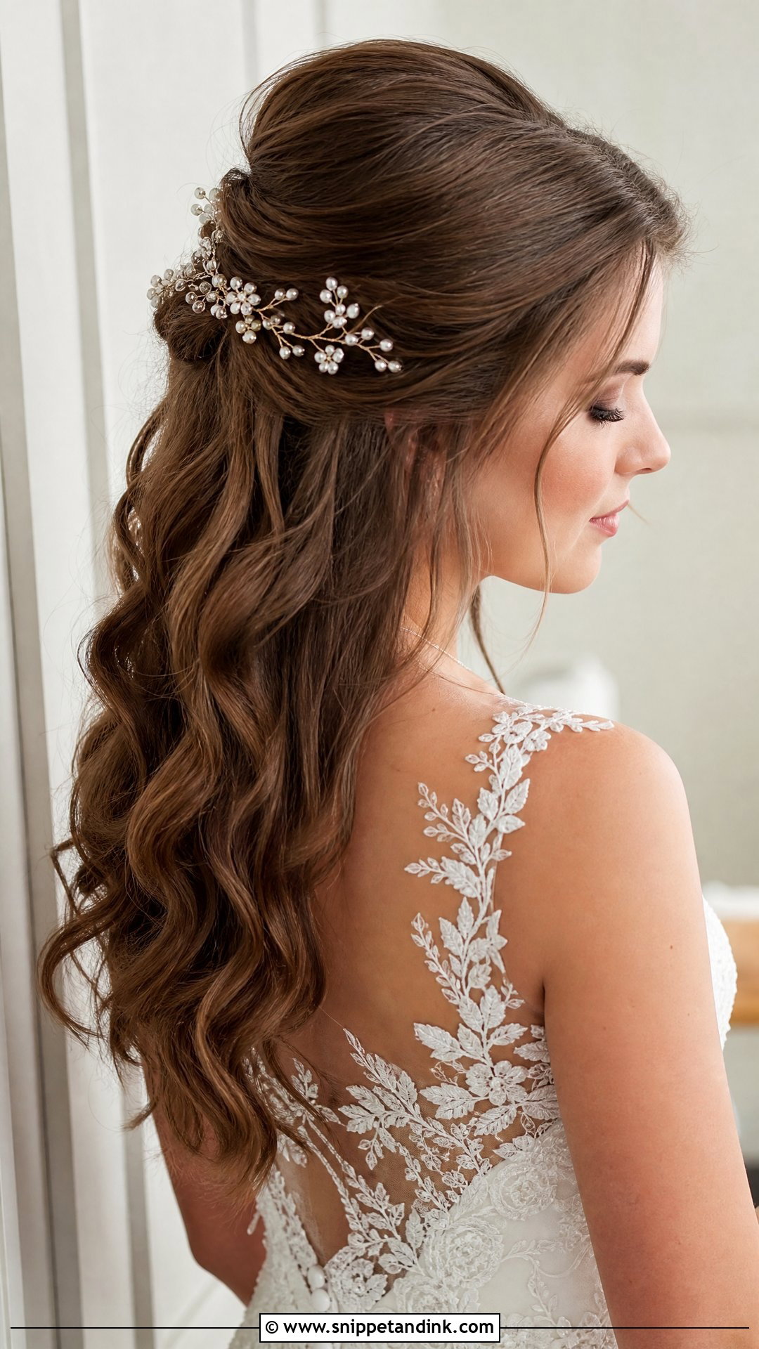 Half Up Half Down With Soft Waves - Snippet and Ink - 20 Wedding Hair 2025 Ideas