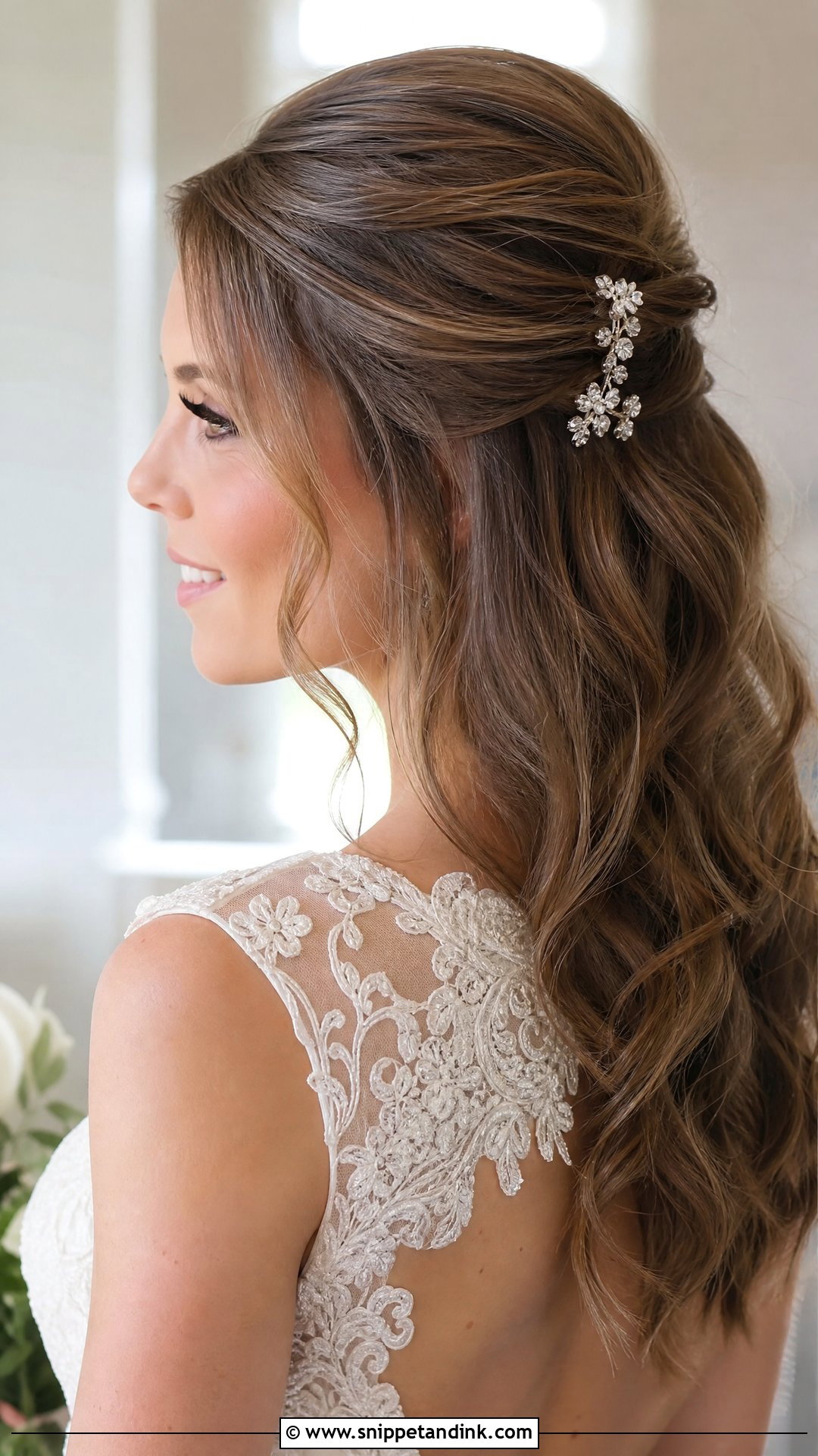 Half Up Half Down With Soft Waves - Snippet and Ink - 20 Wedding Hairstyles Fine Hair