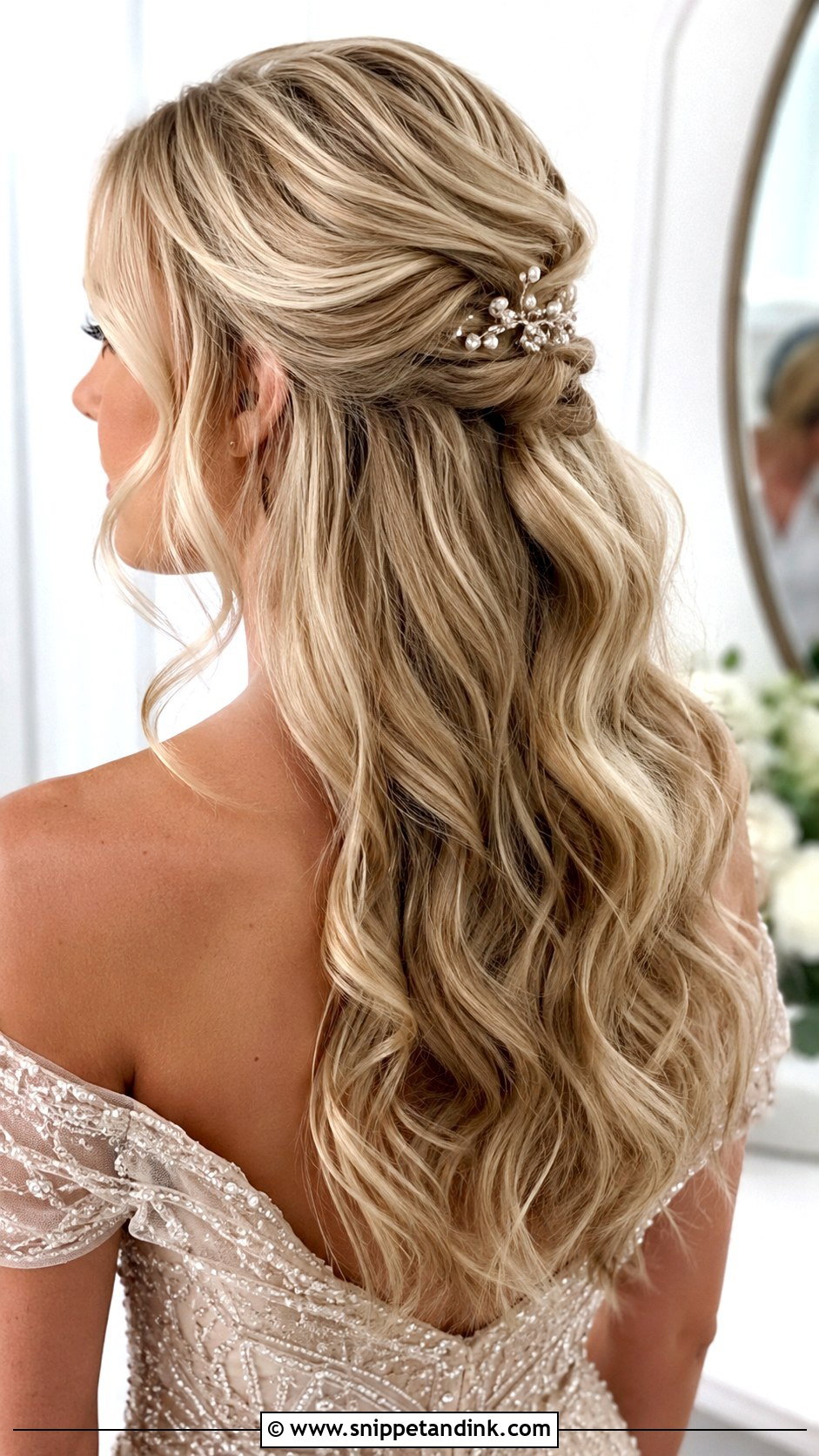 Half Up Half Down With Soft Waves - Snippet and Ink - 25 Hairstyles for a Wedding
