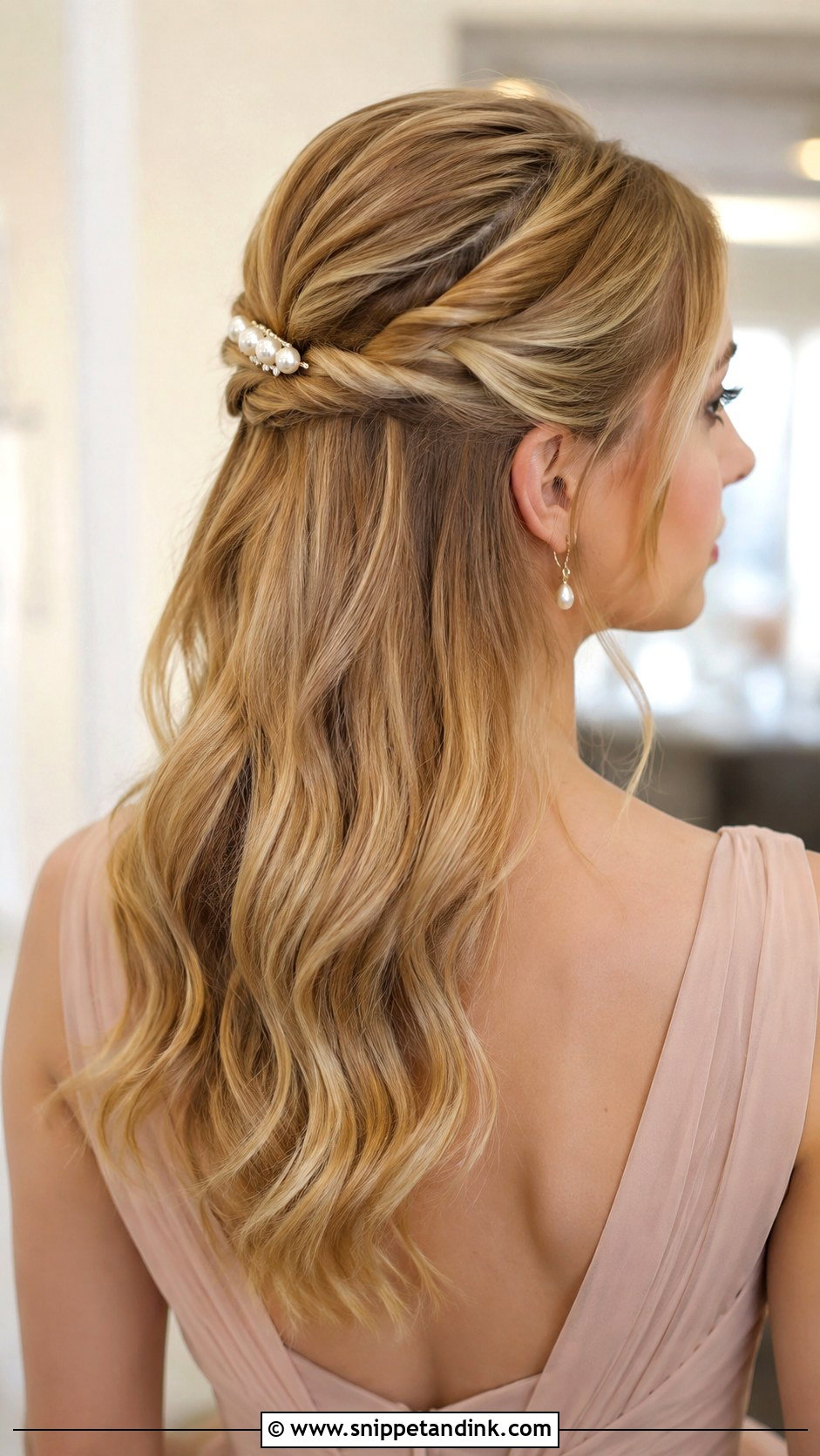 Half Up Half Down With Soft Waves - Snippet and Ink - 30 Hair Looks for Wedding Guest