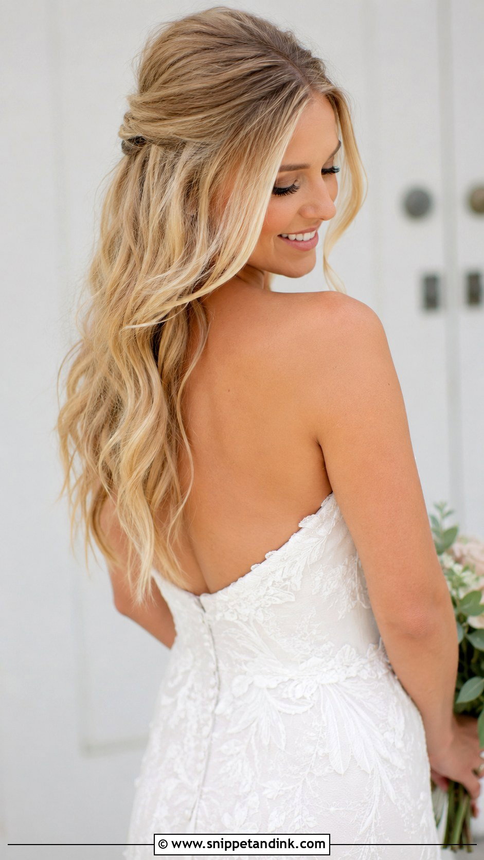 Half Up Half Down With Soft Waves - Snippet and Ink - 30 Half-Up Half-Down Bridal Hairstyles