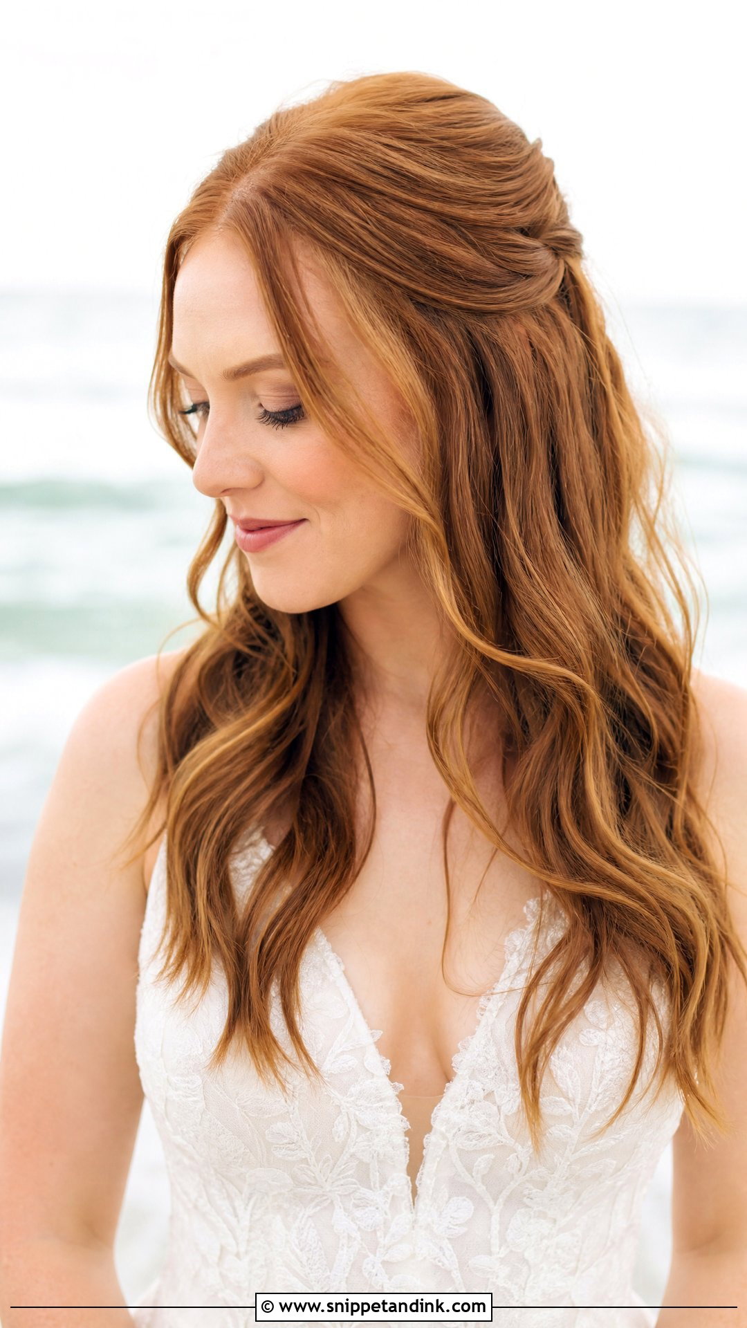 Half Up Half Down With Soft Waves - Snippet and Ink - 20 Half-Up Half-Down Wedding Hair Bride Ideas
