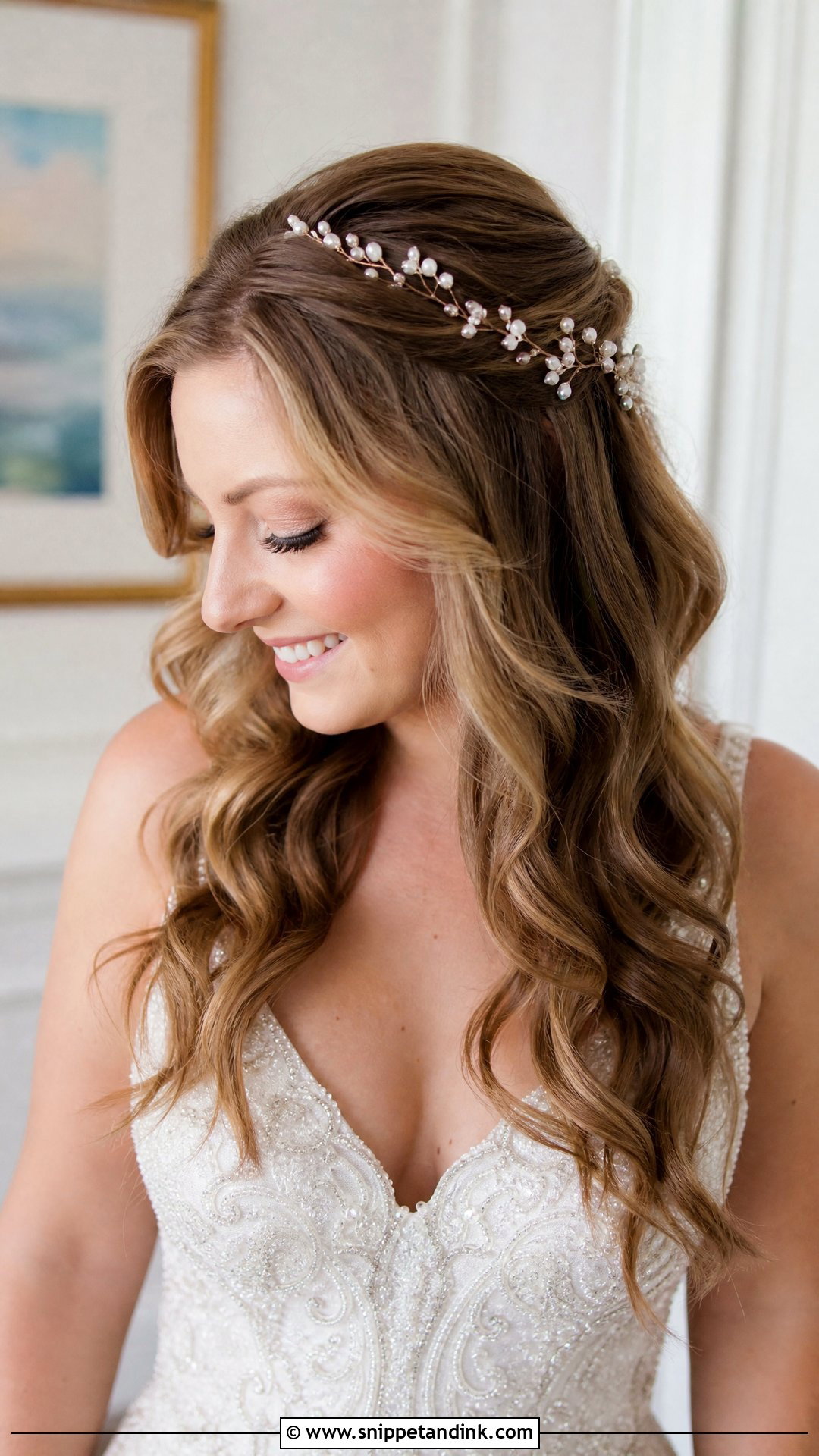 Half Up Half Down With Soft Waves - Snippet and Ink - 20 Simple Bridal Hairstyles
