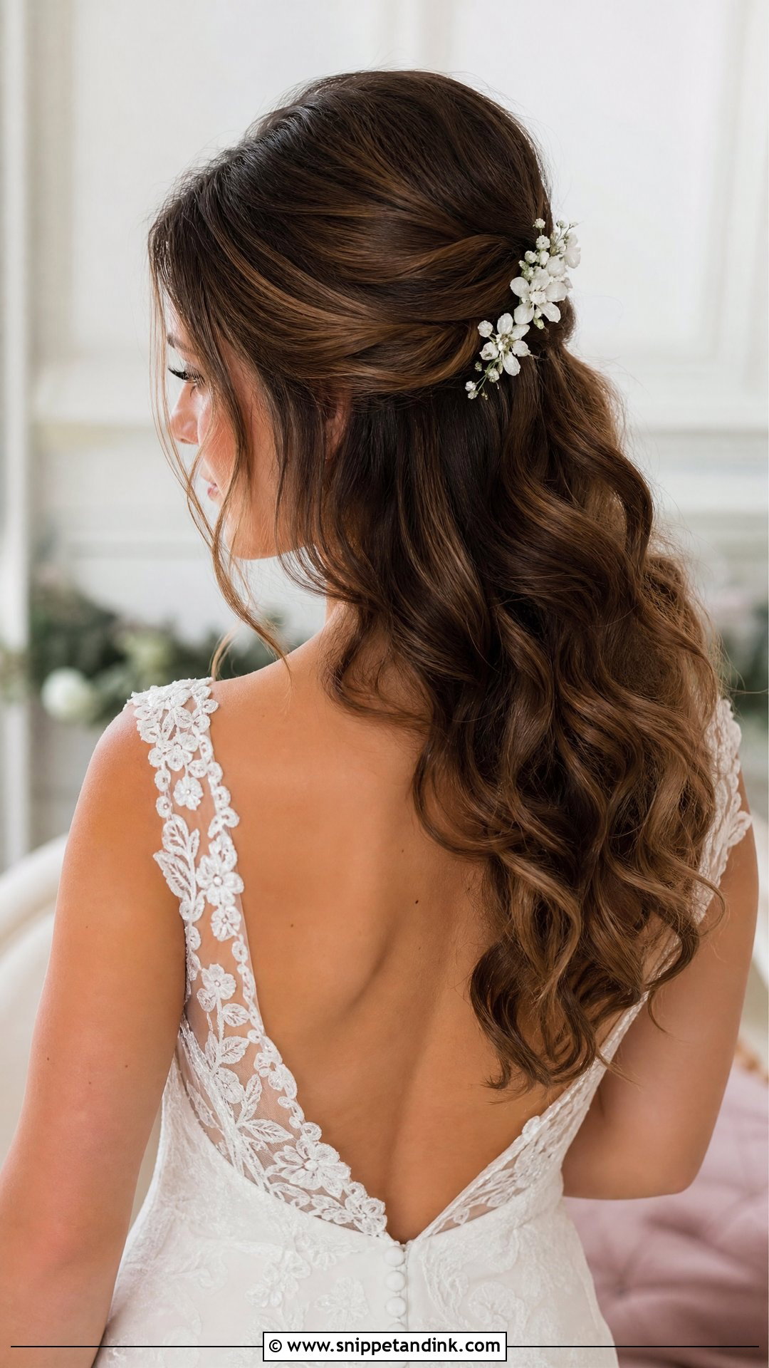 Half Up Half Down With Soft Waves - Snippet and Ink - 20 Timeless Wedding Hair Ideas