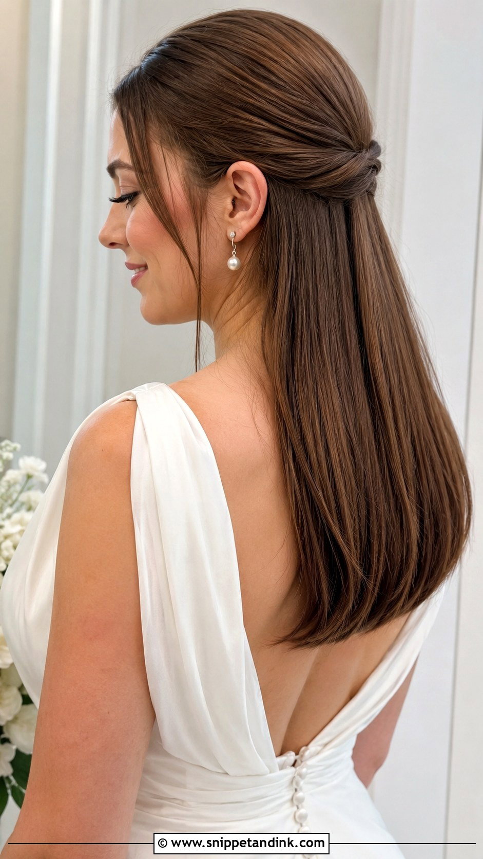Half Up Half Down With Straight Hair - Snippet and Ink - 25 Half-Up Half-Down Wedding Hair Front Pic Ideas