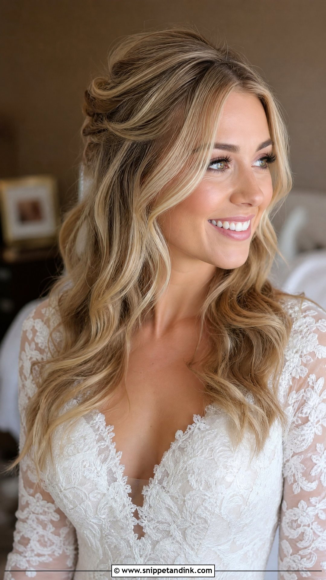 Half Up Half Down With Tendrils - Snippet and Ink - 20 Half-Up Half-Down Wedding Hair Bride Ideas