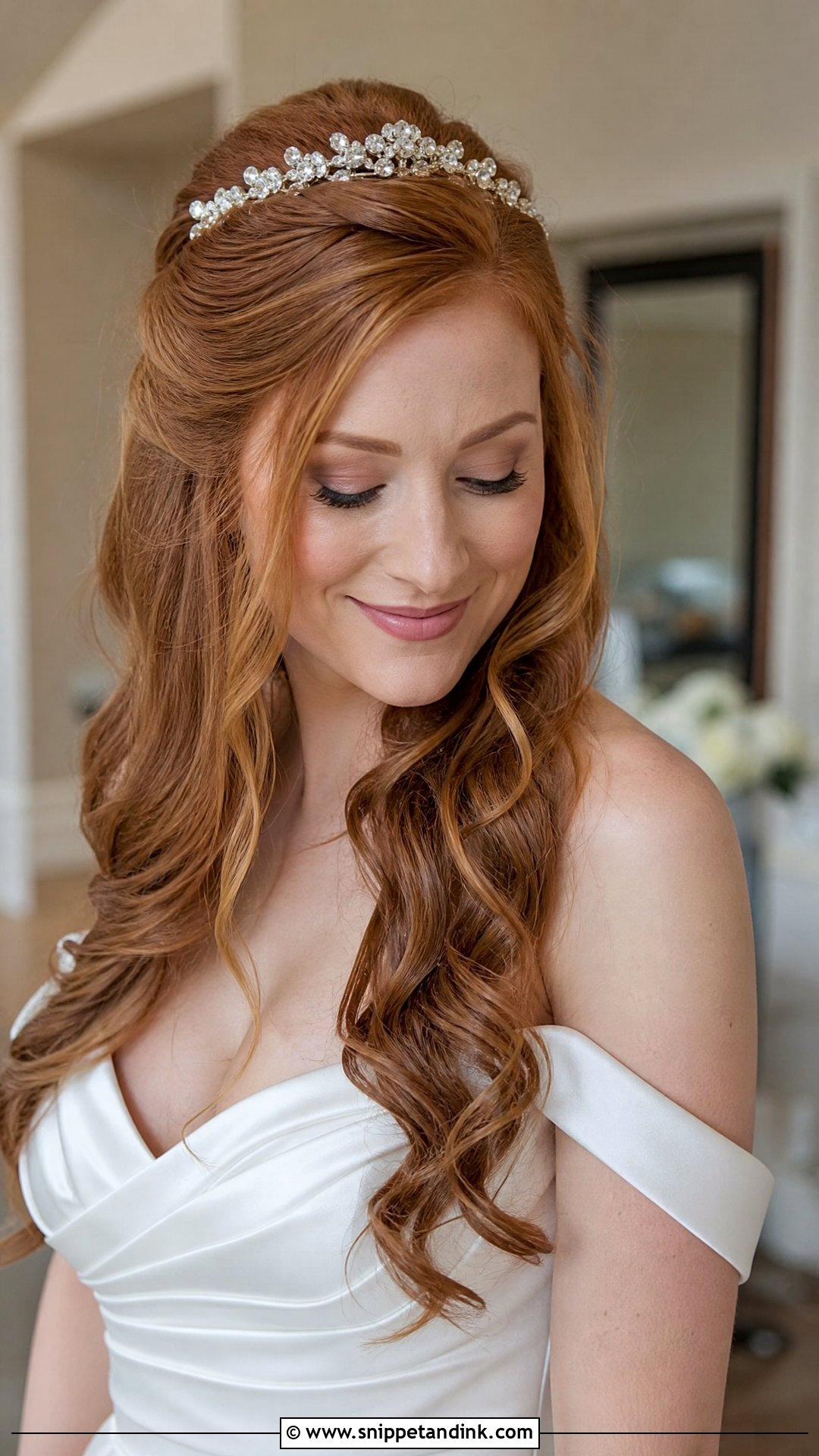 Half Up Half Down With Tiara - Snippet and Ink - 20 Wedding Crown Hairstyles