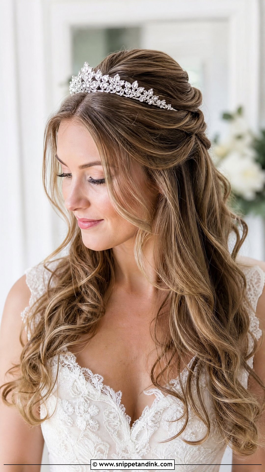 Half Up Half Down With Tiara - Snippet and Ink - 20 Wedding Hairstyles with Tiara