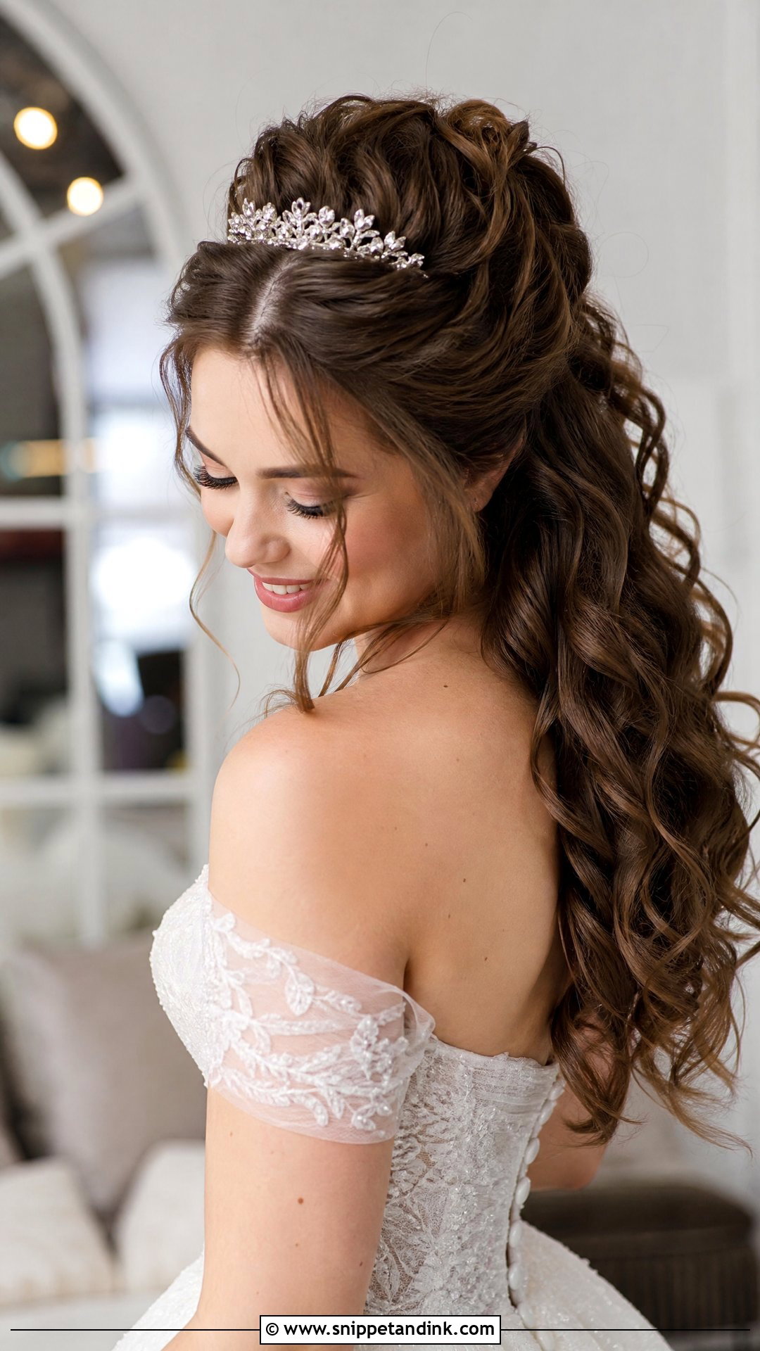 Half Up Half Down With Tiara - Snippet and Ink - 25 Bridal Hairstyles with Crown