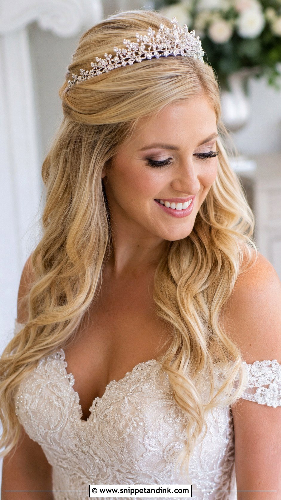 Half Up Half Down With Tiara - Snippet and Ink - 25 Half-Up Half-Down Bride Hair Ideas
