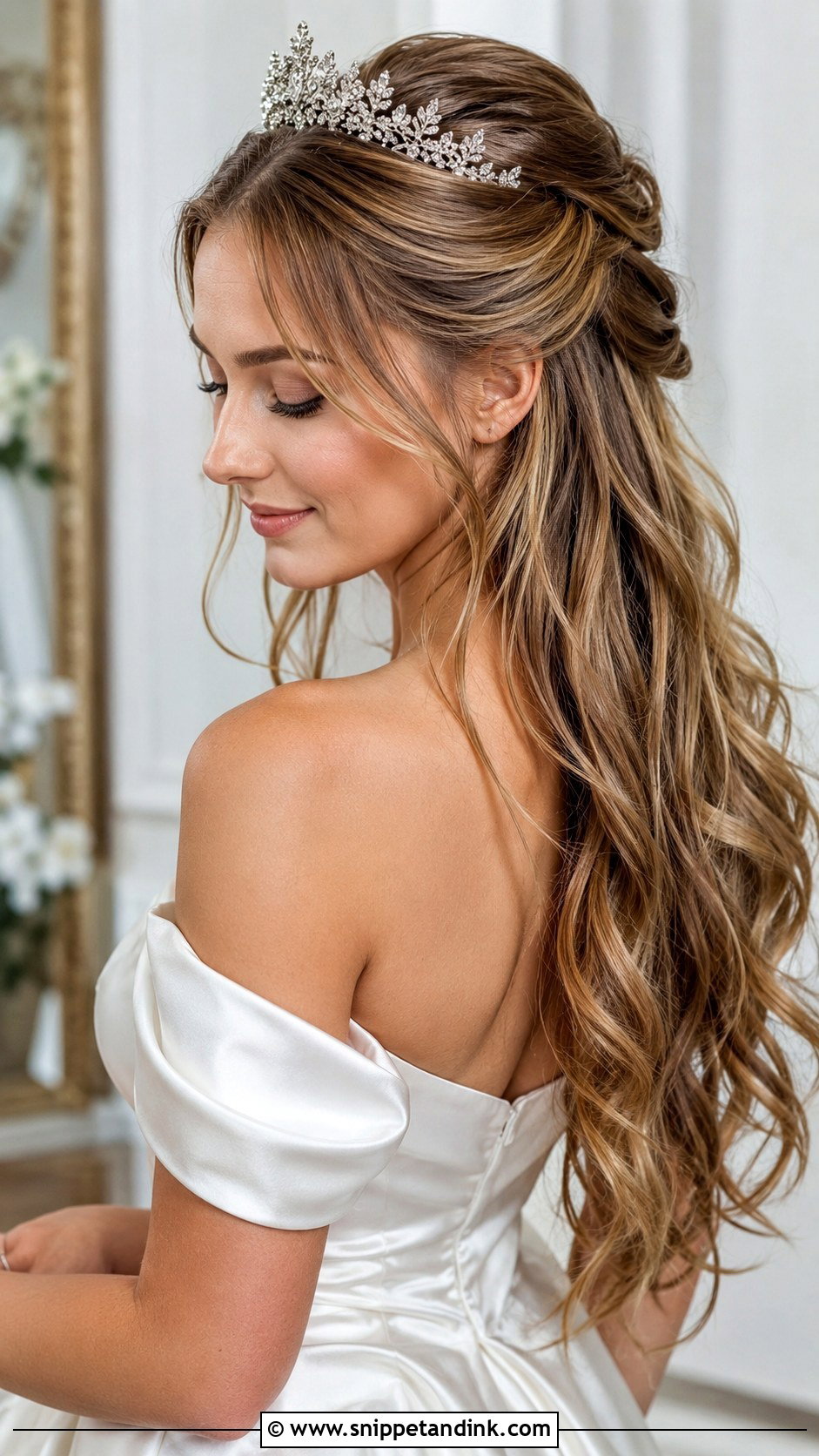 Half Up Half Down With Tiara - Snippet and Ink - 25 Wedding Tiara Hairstyles