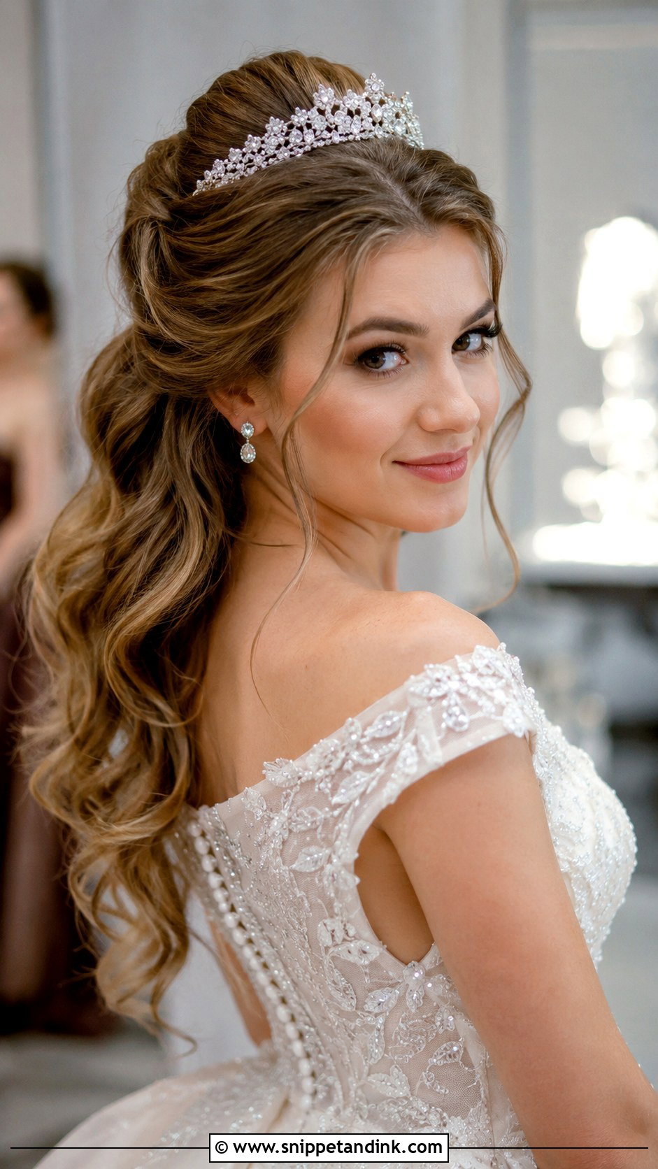 Half Up Half Down With Tiara - Snippet and Ink - 30 Half-Up Half-Down Bride Hairstyles