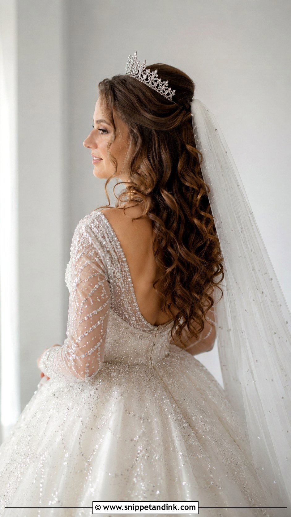 Half Up Half Down With Tiara - Snippet and Ink - 35 Half-Up Half-Down Wedding Hair Ideas