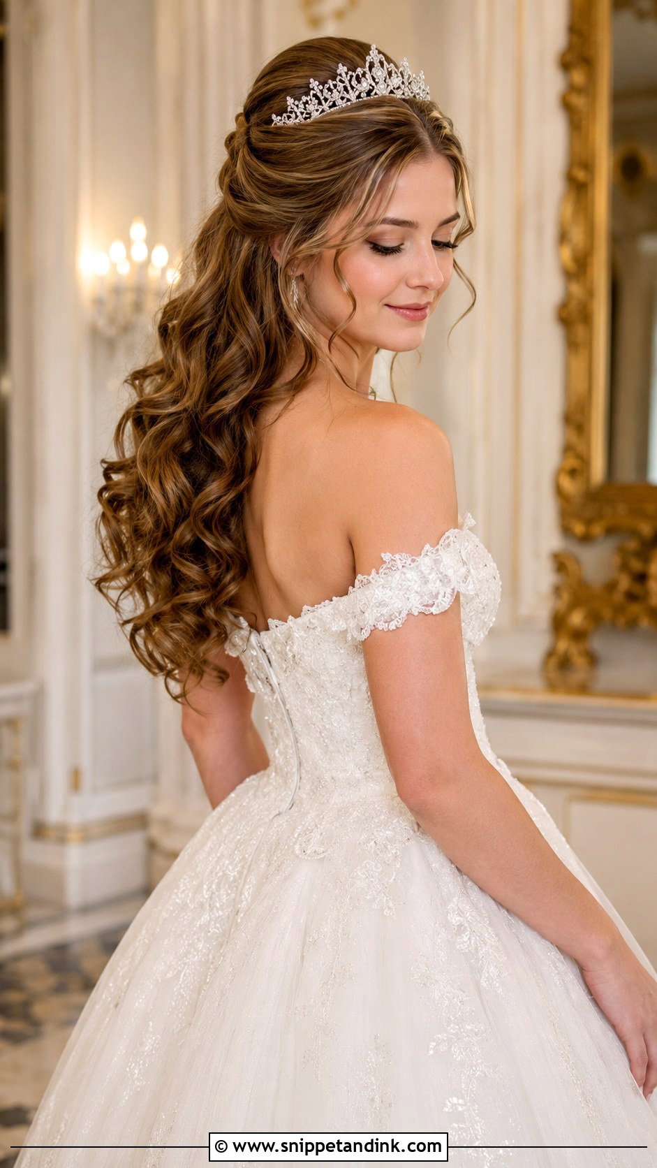 Half Up Half Down With Tiara - Snippet and Ink - 35 Half-Up Half-Down Wedding Hairstyles