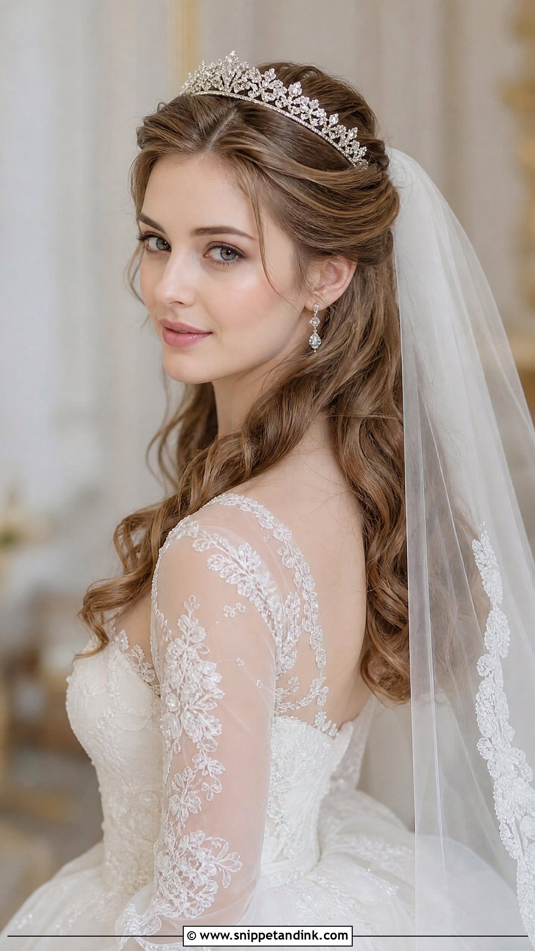 Half Up Half Down With Tiara - Snippet and Ink - 20 Half-Up Half-Down Brides Hairstyles