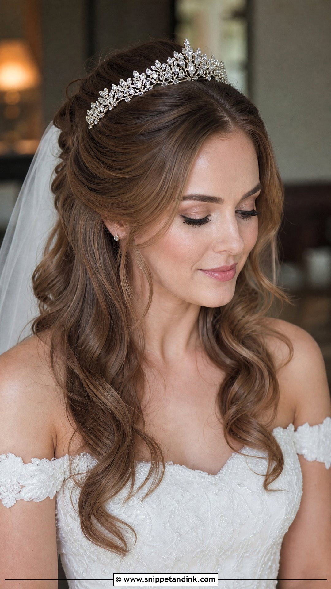 Half Up Half Down With Tiara - Snippet and Ink - 20 Princess Wedding Hair Ideas
