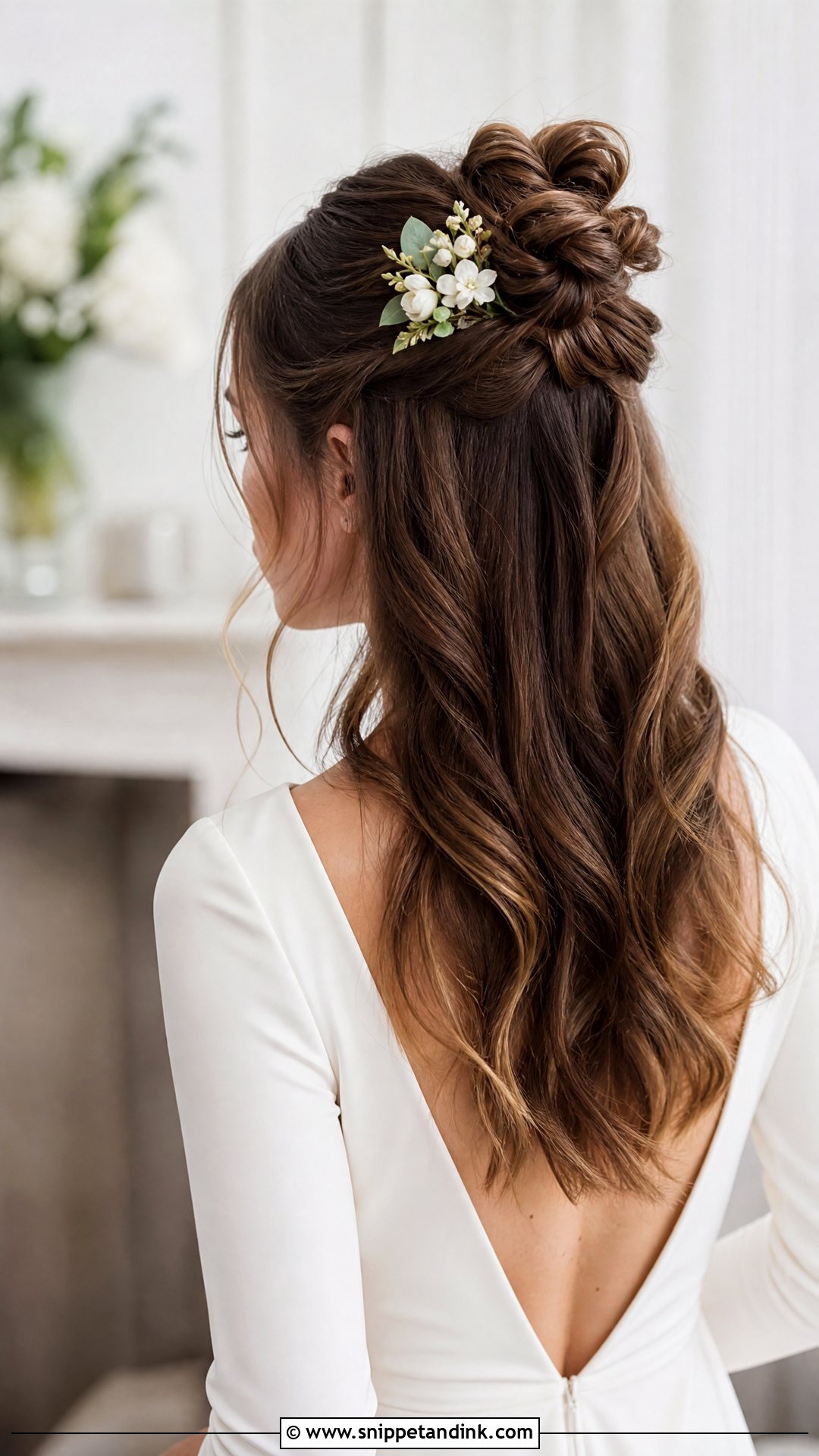 Half Up Half Down With Top Knot - Snippet and Ink - 20 Half-Up Half-Down Wedding Hair Bride Ideas