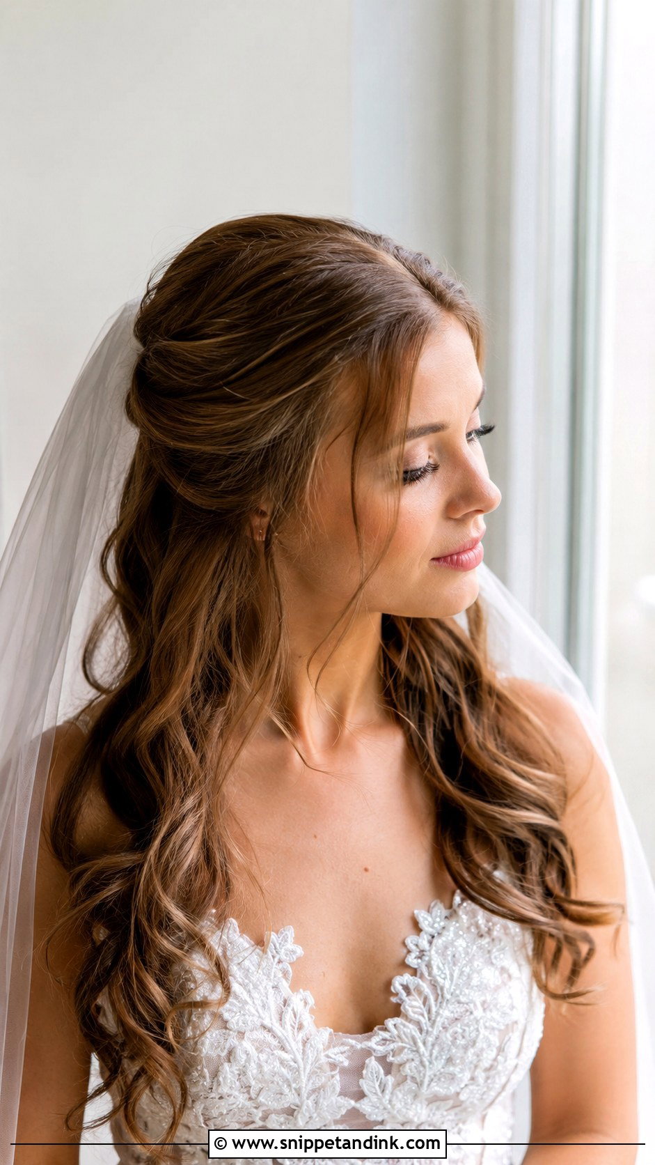 Half Up Half Down With Tucked Sides - Snippet and Ink - 20 Hair Behind Ears Wedding Hairstyles