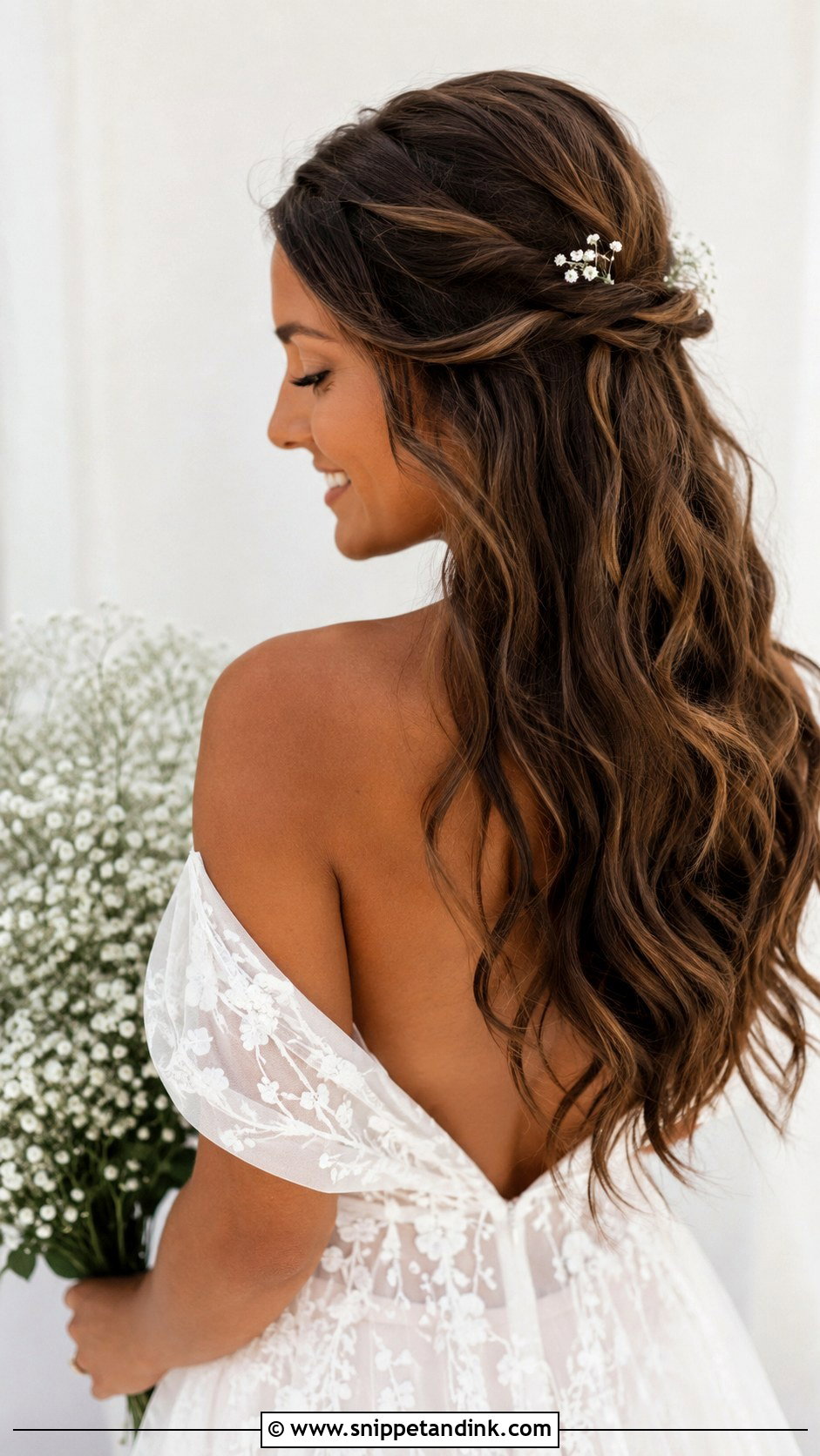 Half Up Half Down With Twisted Halo - Snippet and Ink - 35 Half-Up Half-Down Wedding Hair Ideas
