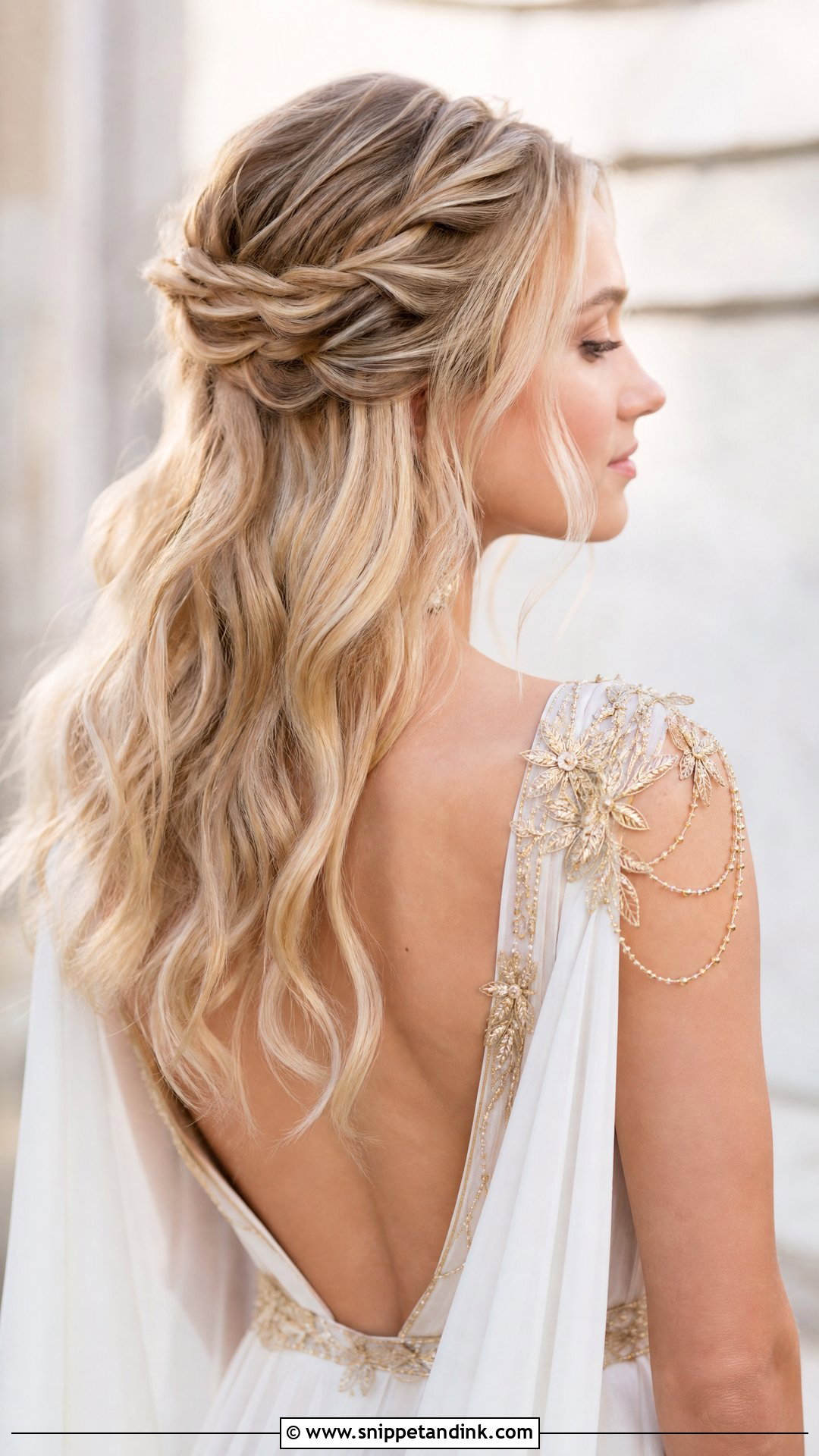 Half Up Half Down With Twisted Halo - Snippet and Ink - 20 Half-Up Half-Down Brides Hairstyles