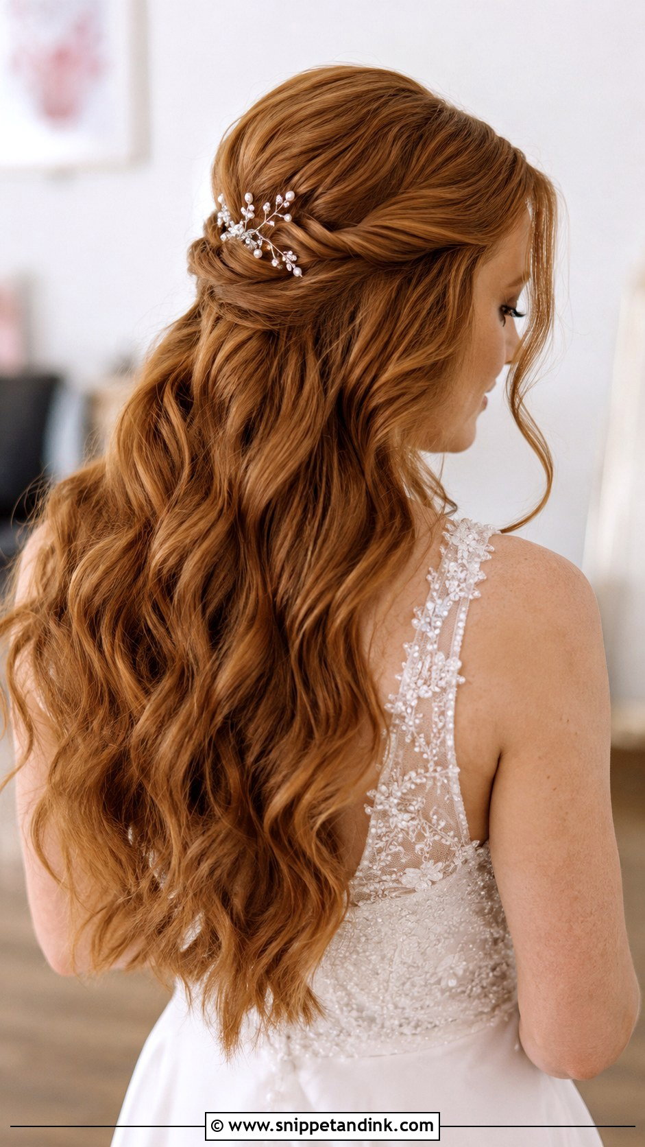 Half Up Half Down With Twisted Knot - Snippet and Ink - 25 Half-Up Half-Down Wedding Hair Front Pic Ideas