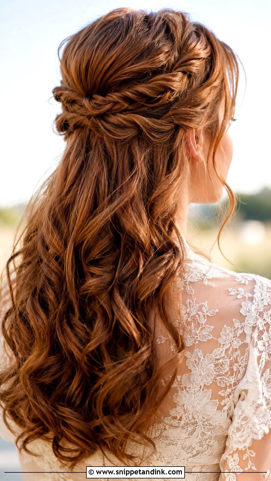 Half Up Half Down With Twisted Rope Braid - Snippet and Ink - 20 Shoulder Length Half-Up Half-Down Wedding Hair Ideas