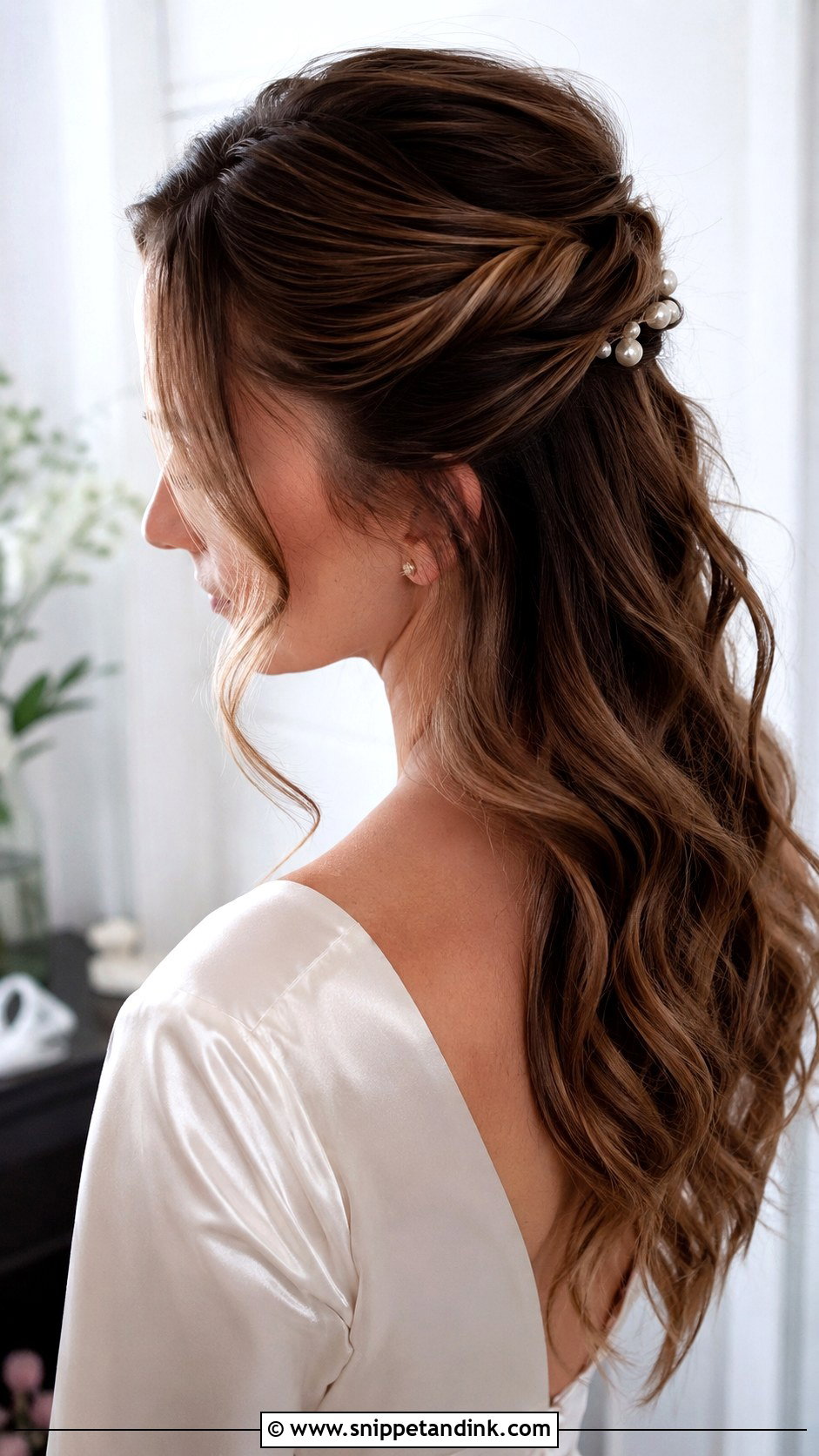 Half Up Half Down With Twisted Sides - Snippet and Ink - 25 Half-Up Half-Down Hair for Wedding Ideas
