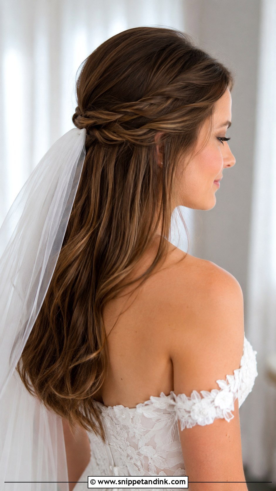 Half Up Half Down With Twisted Sides - Snippet and Ink - 25 Half-Up Half-Down Wedding Hair Front Pic Ideas