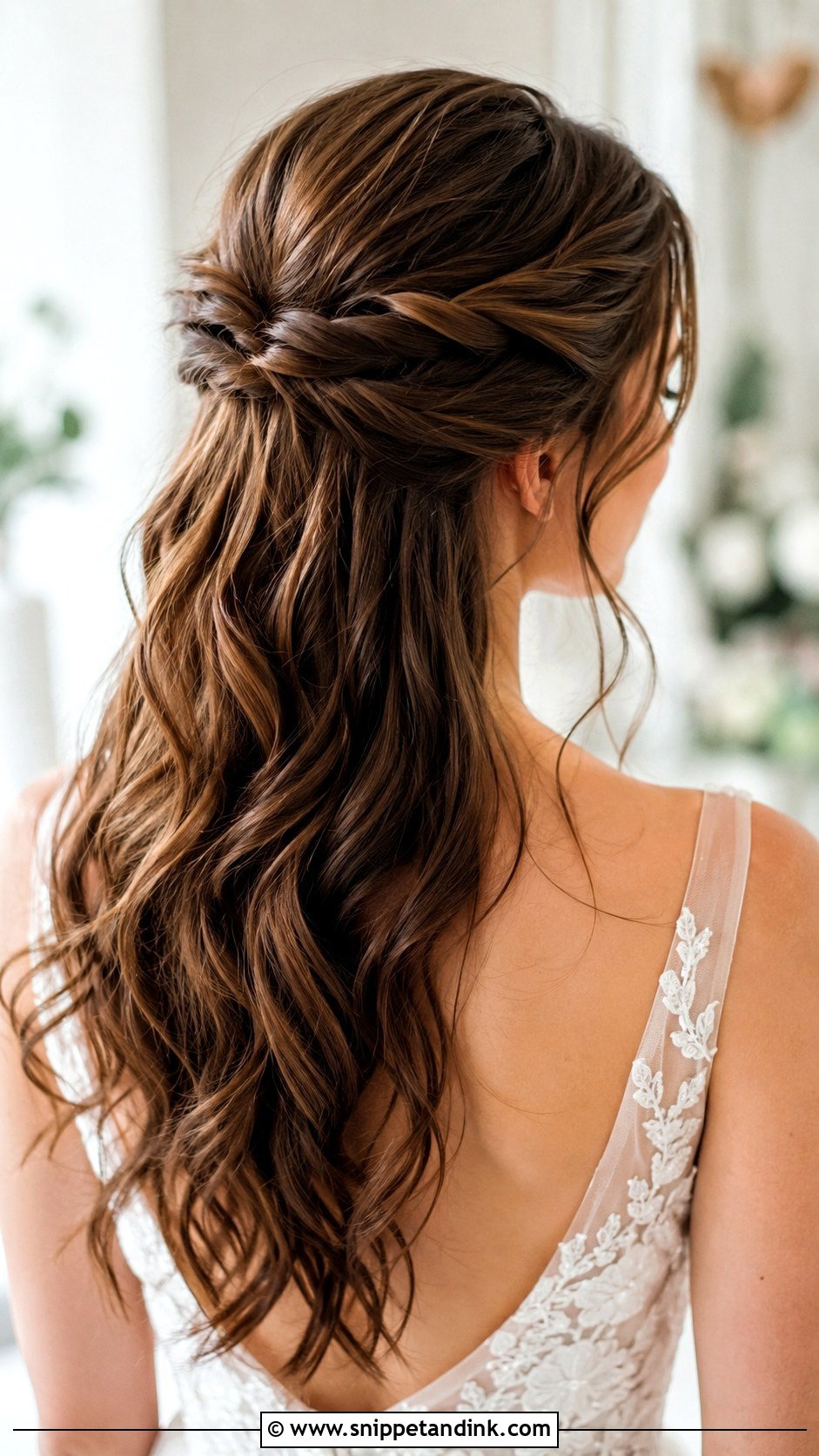 Half Up Half Down With Twisted Sides - Snippet and Ink - 30 Half-Up Half-Down Bride Hairstyles