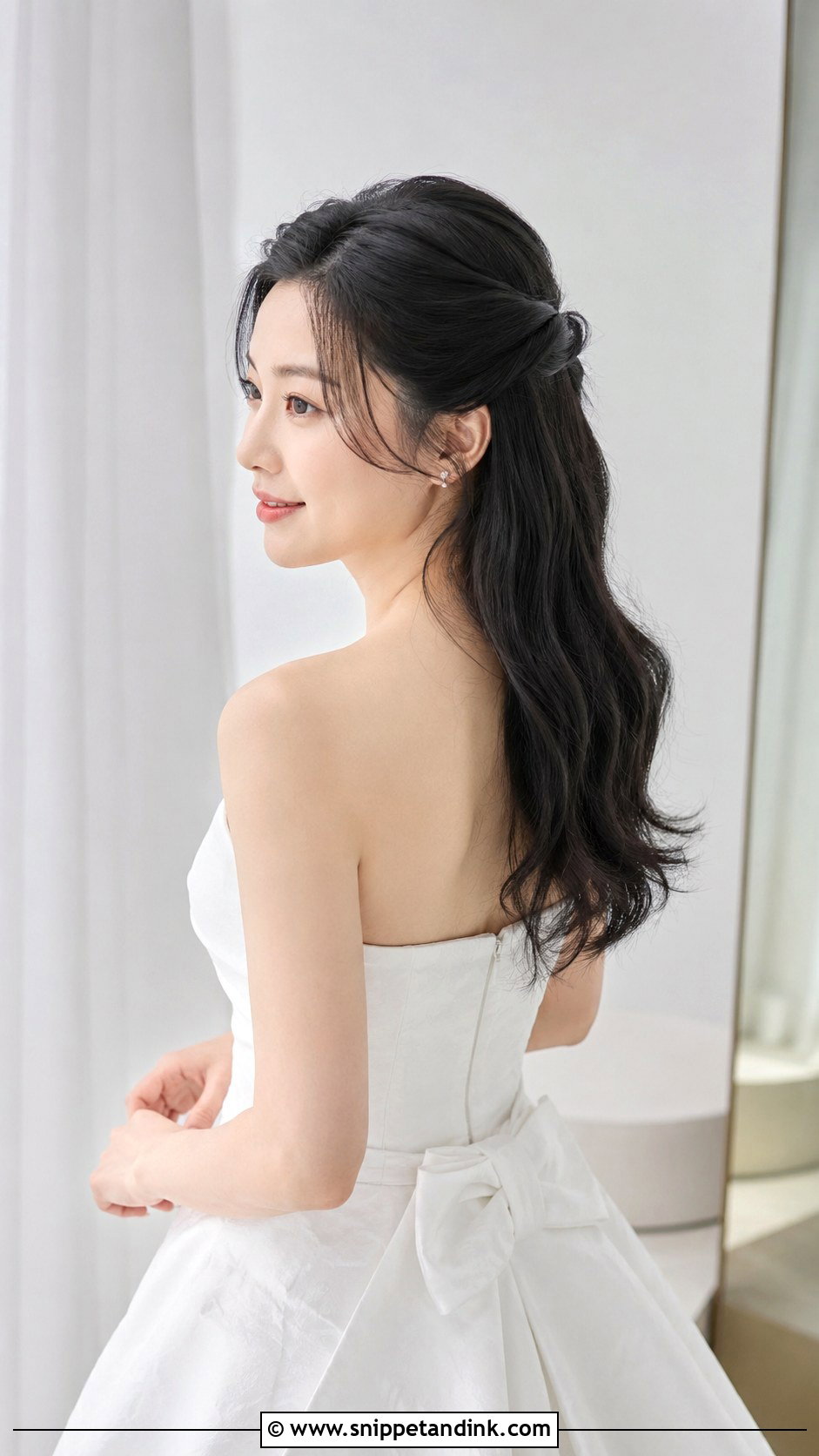 Half Up Half Down With Twisted Sides - Snippet and Ink - 35 Half-Up Half-Down Wedding Hair Ideas