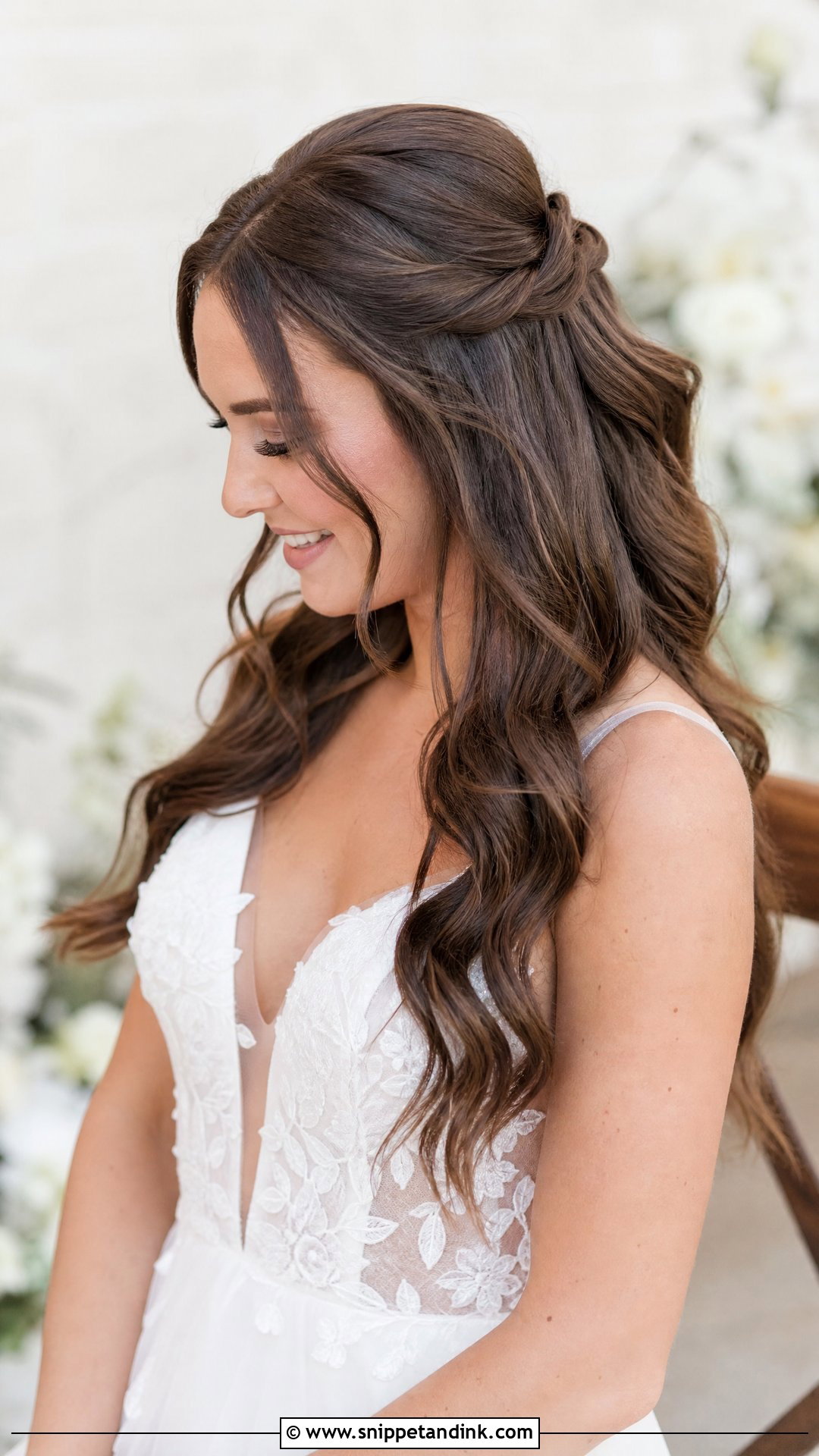 Half Up Half Down With Twisted Sides - Snippet and Ink - 20 Half-Up Half-Down Brides Hairstyles