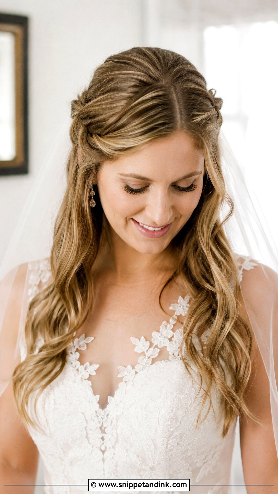Half Up Half Down With Twists - Snippet and Ink - 20 Bridal Hairstyles Front Look