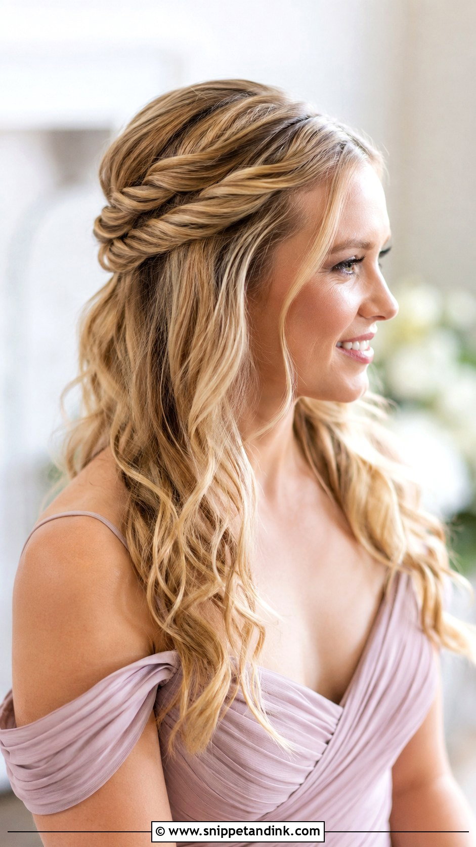 Half Up Half Down With Twists - Snippet and Ink - 30 Short Hair Wedding Guest Styles