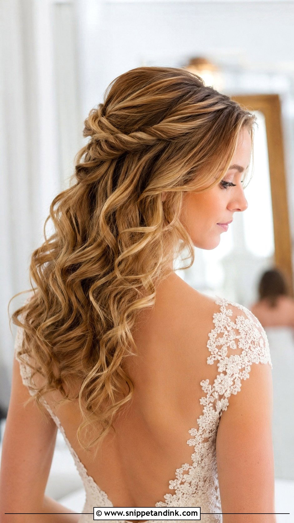 Half Up Half Down With Twists - Snippet and Ink - 35 Bridal Updo Ideas