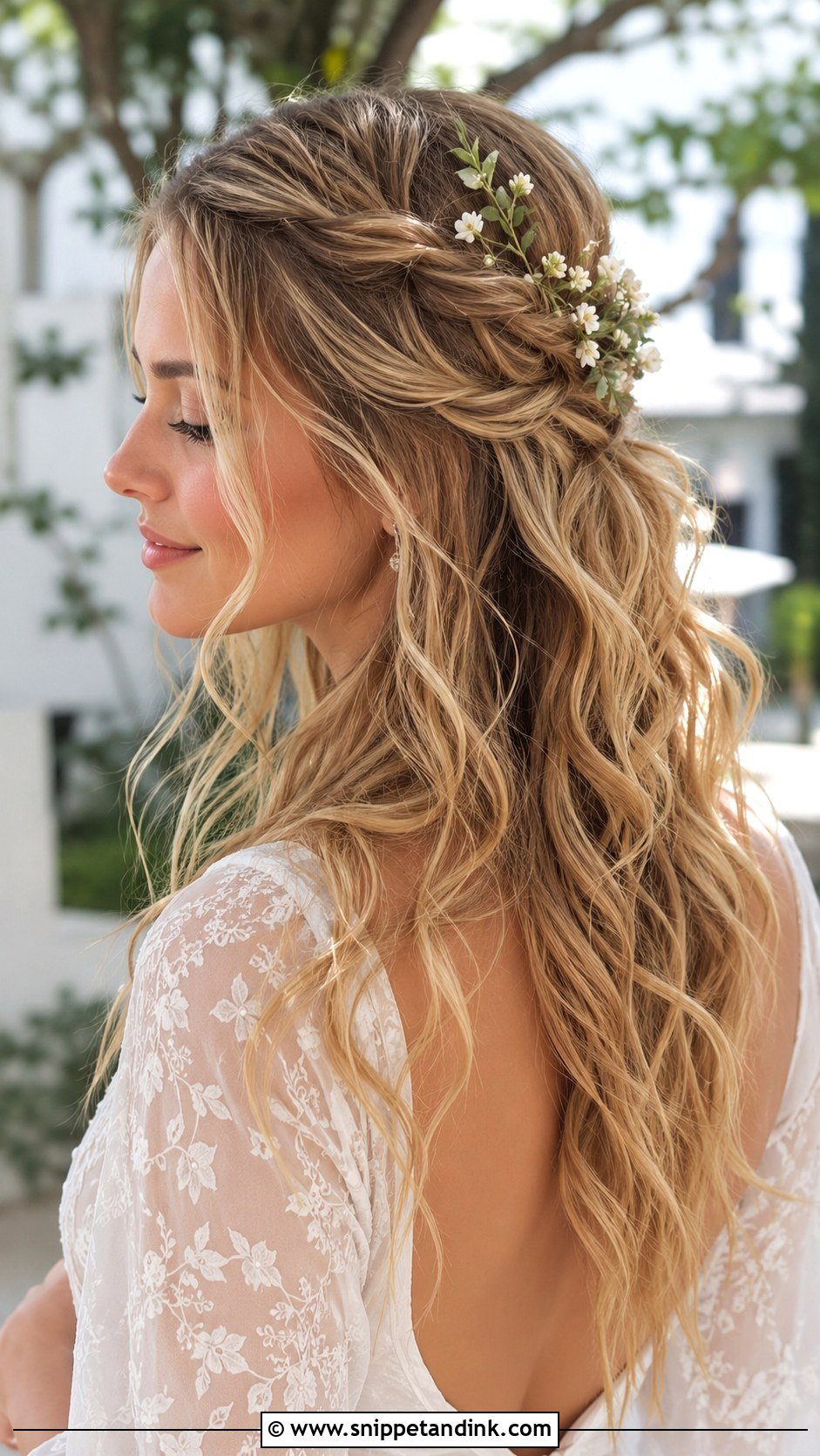 Half Up Half Down With Twists - Snippet and Ink - 20 Bohemian Wedding Hairstyles