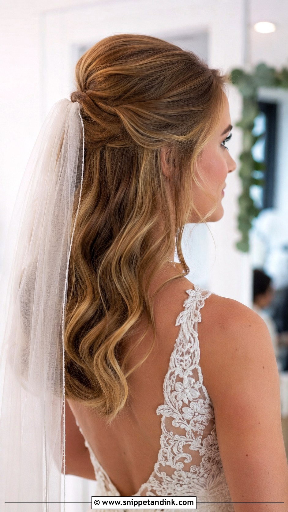 Half Up Half Down With Veil - Snippet and Ink - 20 Brides Hairstyles with Veil