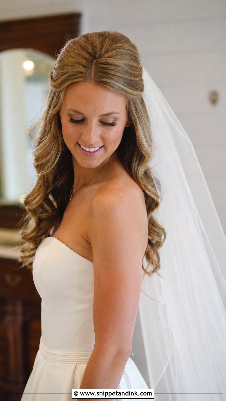 Half Up Half Down With Veil - Snippet and Ink - 25 Half-Up Half-Down Bride Hair Ideas